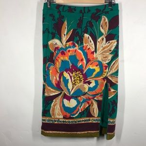 Maeve Anthropologie green floral skirt medium